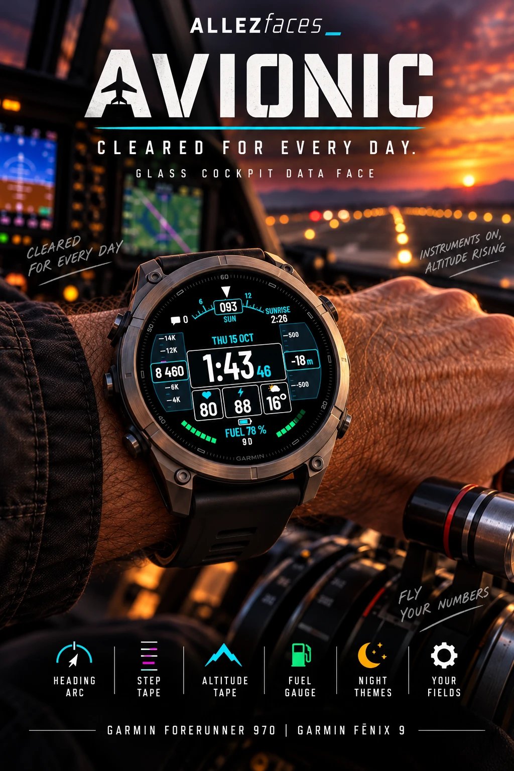 AVIONIC Garmin watch face poster