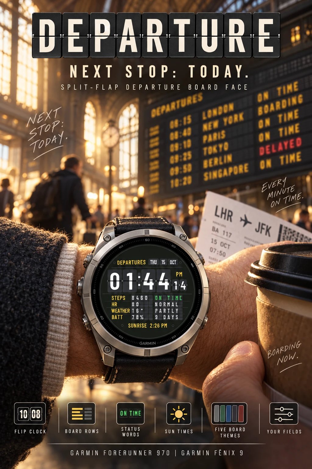 DEPARTURE Garmin watch face poster