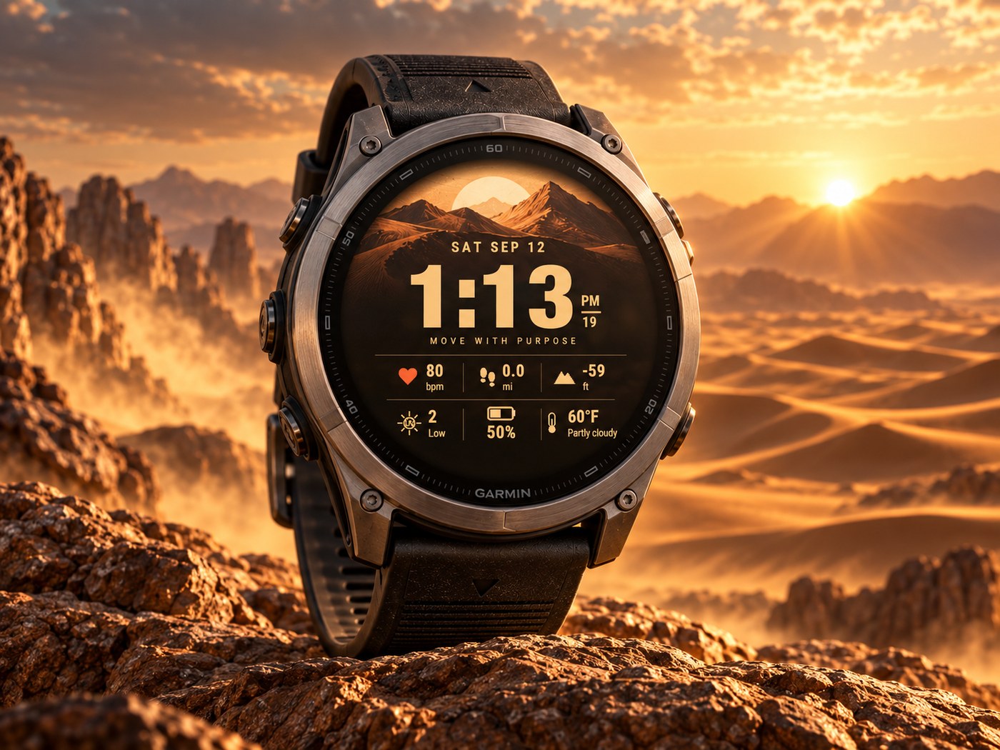 DUNE Garmin watch face — follow the warm horizon