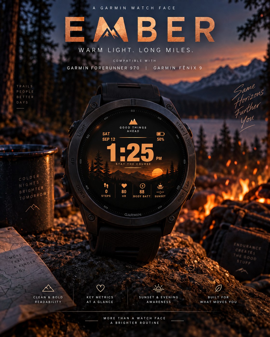 EMBER Garmin watch face — for the last light
