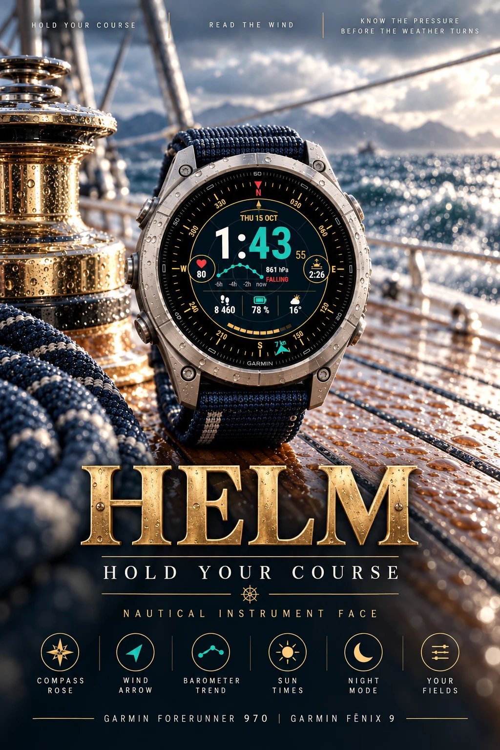 HELM Garmin watch face poster