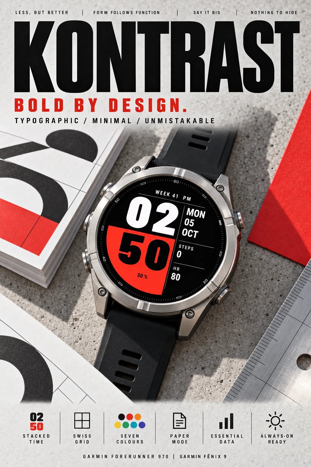 KONTRAST Garmin watch face poster