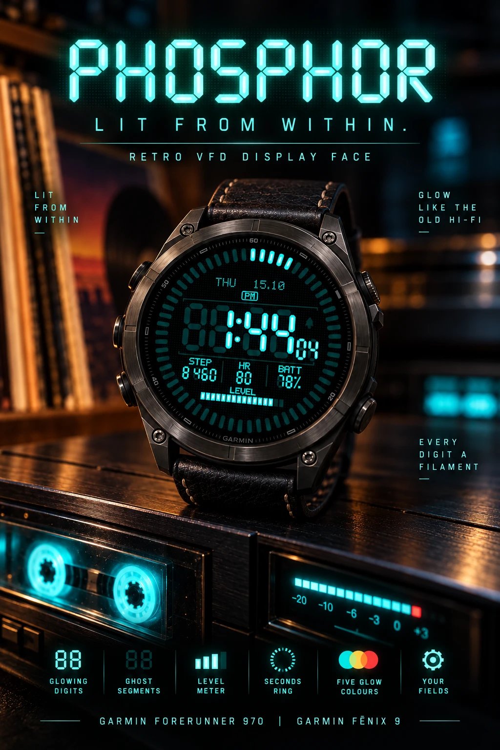 PHOSPHOR Garmin watch face poster