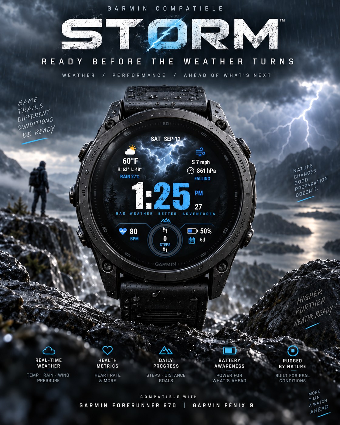 STORM Garmin watch face — for whatever rolls in