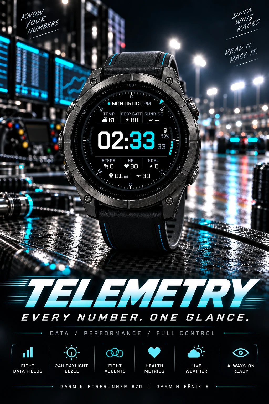 TELEMETRY Garmin watch face poster